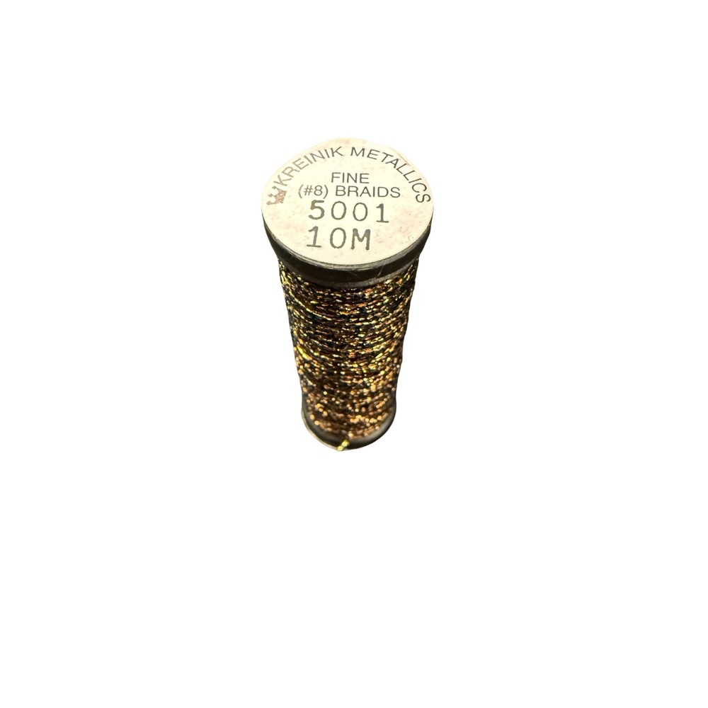 Kreinik Fine #8 Braid 10M Brass 5001 Good Metallic Thread Needlepoint Embroidery